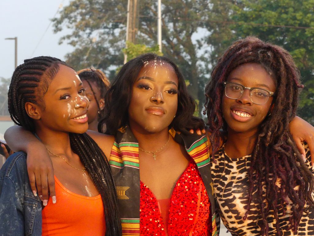Three women at cultural event