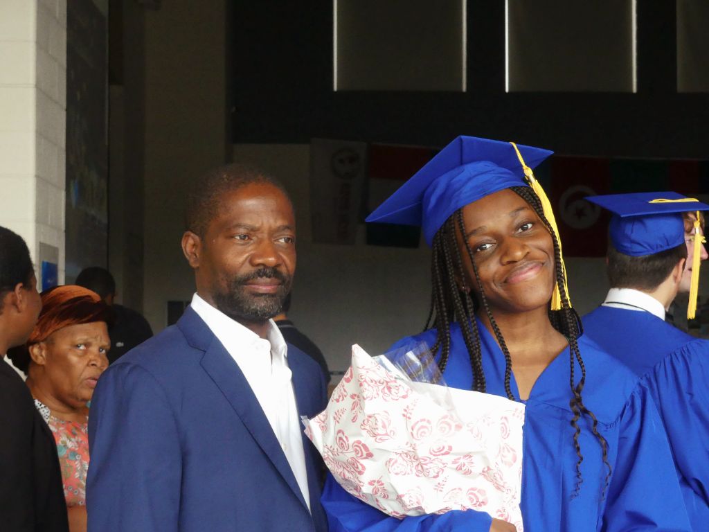 Graduation photo with father